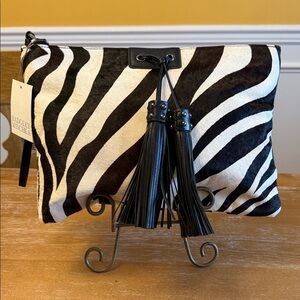 Badgley Mischka Black and White Zebra Clutch/Crossbody